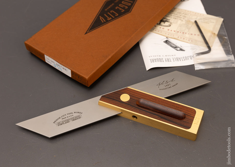 BRIDGE-CITY-TOOL-WORKS-NO.-AMS-7-RW-Adjustable-Miter-Square-Mint-in-Box-116929