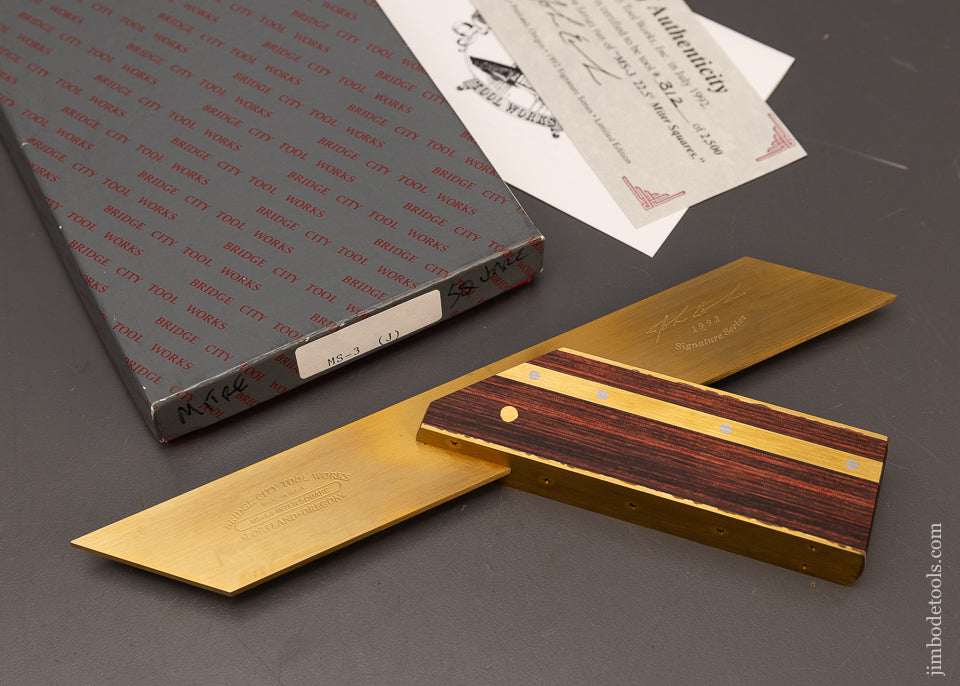 BRIDGE CITY TOOL WORKS Mint in Box MS-3 Miter Square - 116975