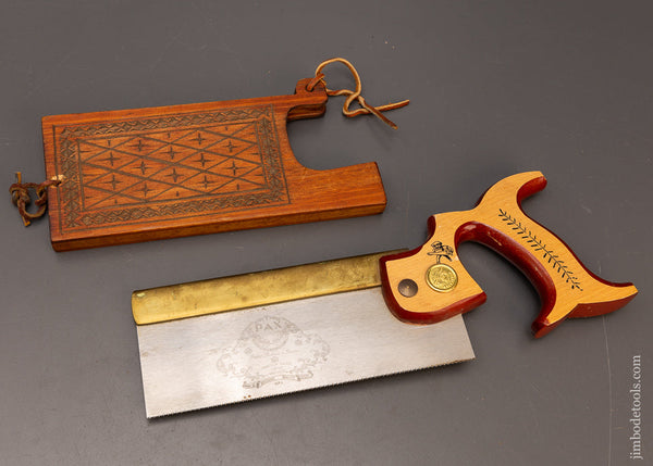 Near Mint PAX No. 1 Brass Back Dovetail Saw with Hand Carved Blade Guard-116982