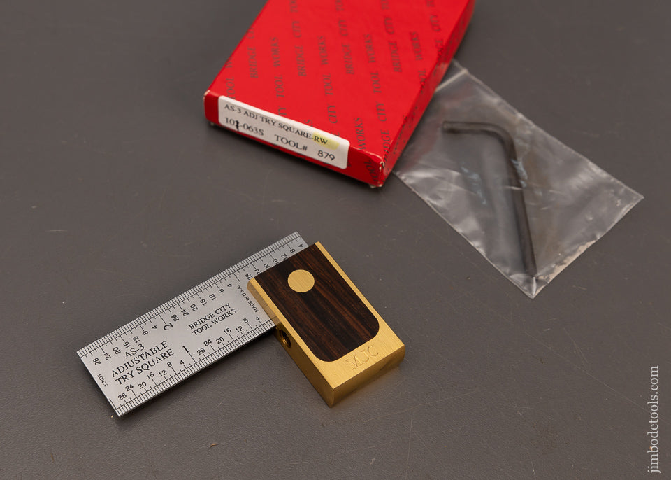 BRIDGE-CITY-TOOL-WORKS-No.-AS-3-Adjustable-Try-Square-RW-Mint-in-Box-117033