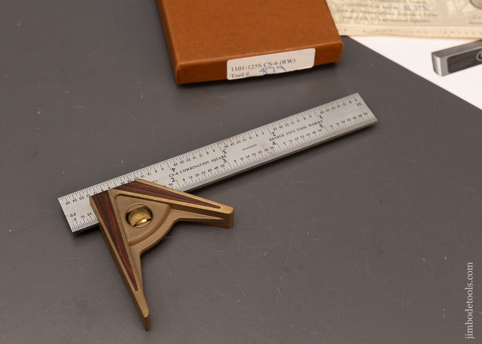 BRIDGE-CITY-TOOL-WORKS-CS-6-RW-Combination-Square-Mint-in-Box-117034