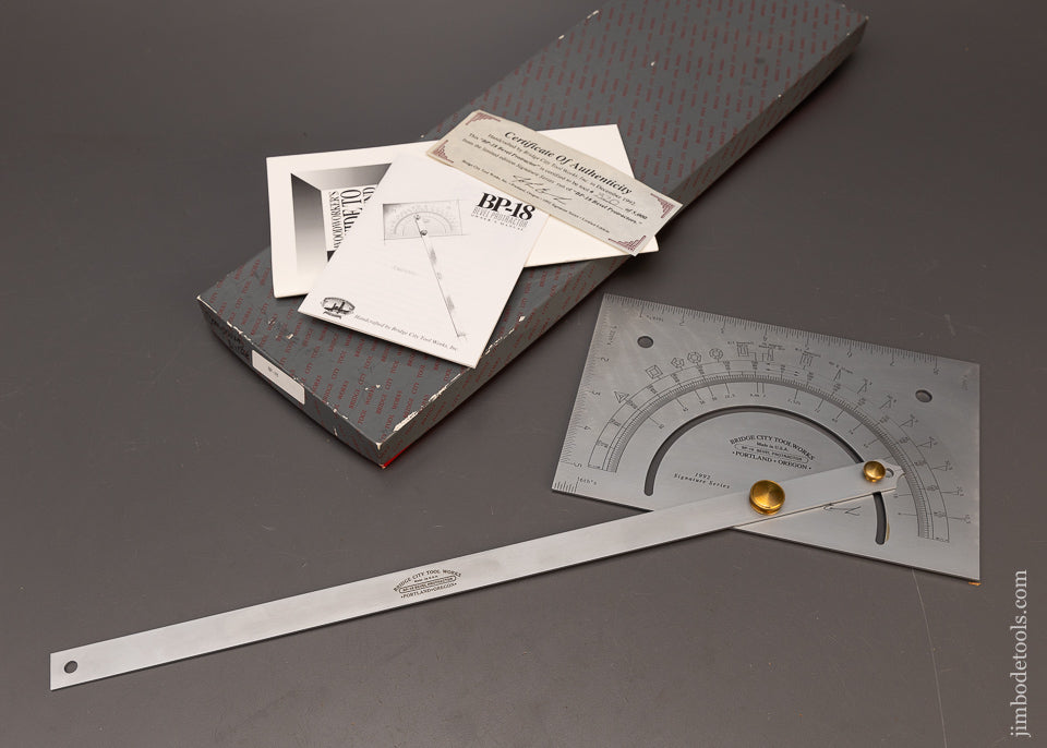 BRIDGE-CITY-TOOL-WORKS-BP-18-Bevel-Protractor-Mint-in-Box-117047