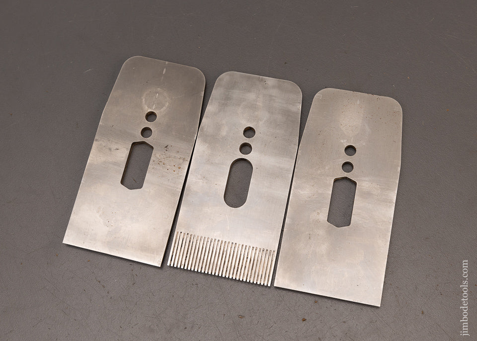 Set-of-3-VERITAS-2-1/4-Inch-Bevel-Up-Plane-Irons,-Toothed,-25°-and-50°-117082