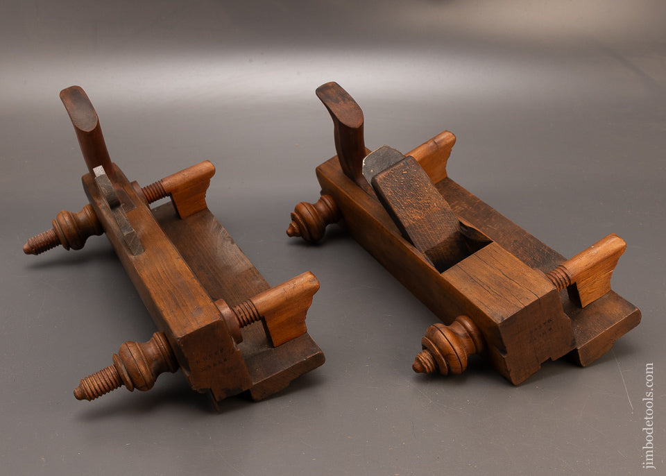 Fantastic Pair of Screw Arm Adjustable Tongue & Groove Planes by B. HUFF MAKER-117180
