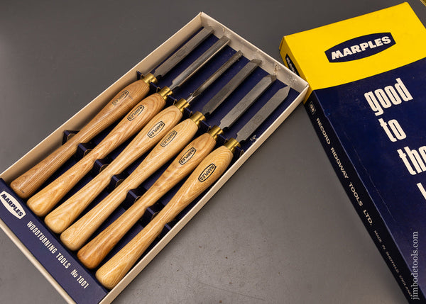 Near-Mint-in-Box-Vintage-MARPLES-Lathe-Wood-Turning-Tools-117262