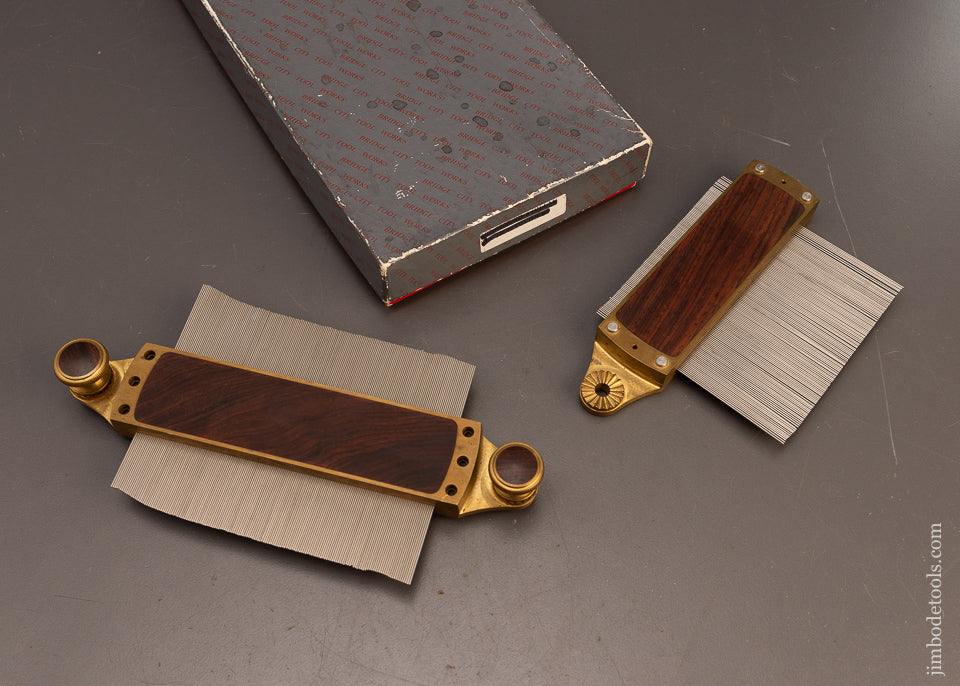 BRIDGE-CITY-TOOL-WORKS-Set-of-2-No.-PG-13-Rosewood-Profile-Gauge-Near-Mint-in-Box-117281