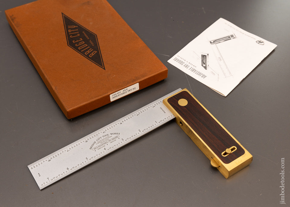 BRIDGE-CITY-TOOL-WORKS-NO.-AS-9-Adjustable-Try-Square-Mint-in-Box-117287