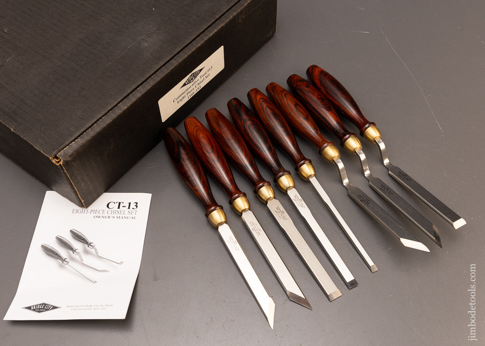 BRIDGE-CITY-TOOL-WORKS-CT-13-Eight-Piece-Chisel-Set-Mint-in-Box-117290