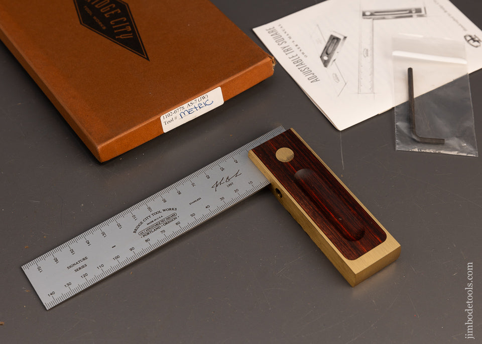 BRIDGE-CITY-TOOL-WORKS-NO.-AS-7-Adjustable-Try-Square-Mint-in-Box-117296