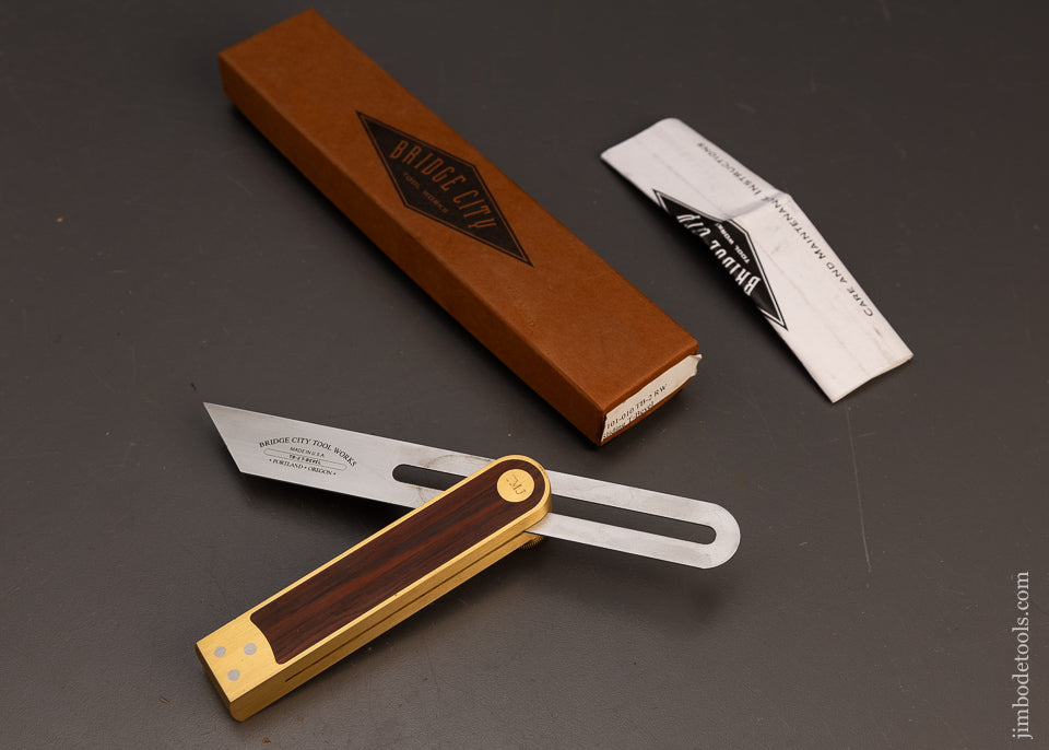 BRIDGE CITY TOOL WORKS TB-2 Rosewood Sliding T-Bevel Mint in Box - 117334