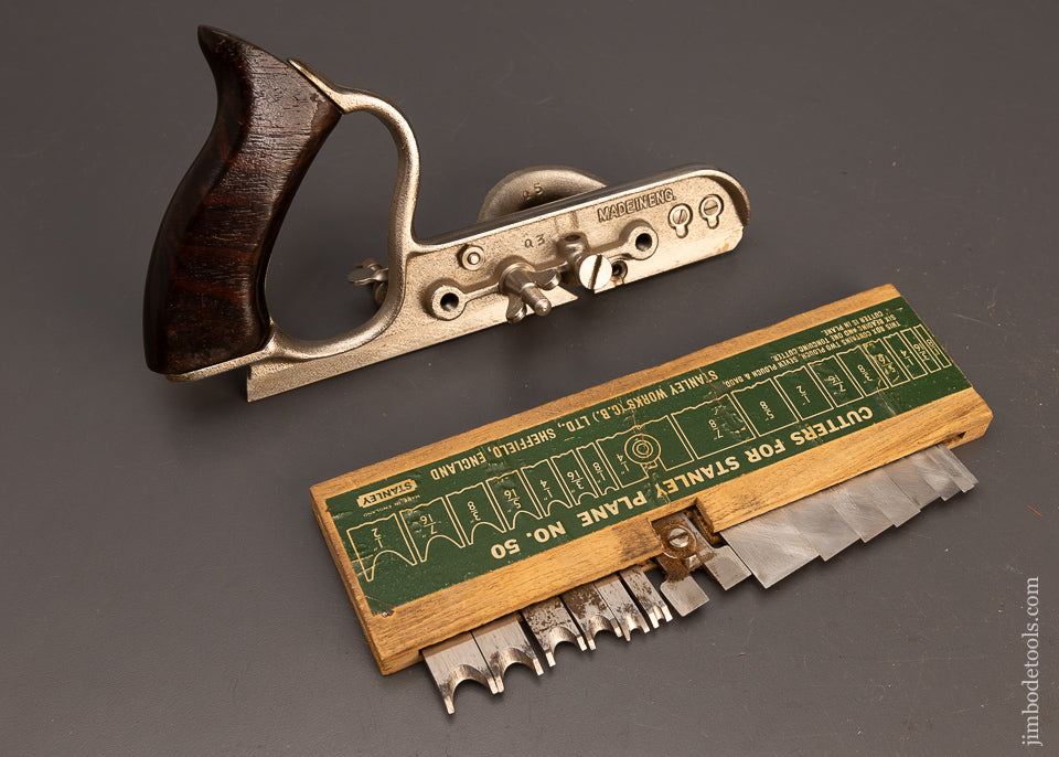 STANLEY-No.-50-Plow-Plane-in-Original-Box-with-15-Cutters-117378