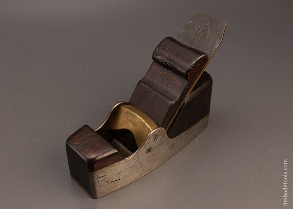 Rare-Early-Screw-Sided-SPIERS-Smooth-Plane-with-Brass-Bridge-&-Scrolled-Wedge-117411