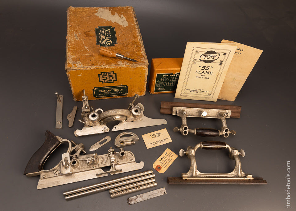 Near-Mint-STANLEY-No.-55-Combination-Plane-100%-Complete-in-Original-Box-117418