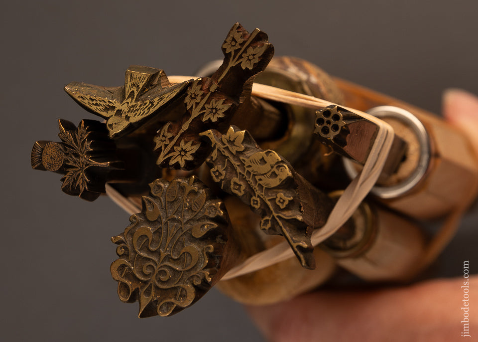 Gorgeous-Set-of-6-Brass-Bookbinder’s-Stamps-Bookbinding-117511