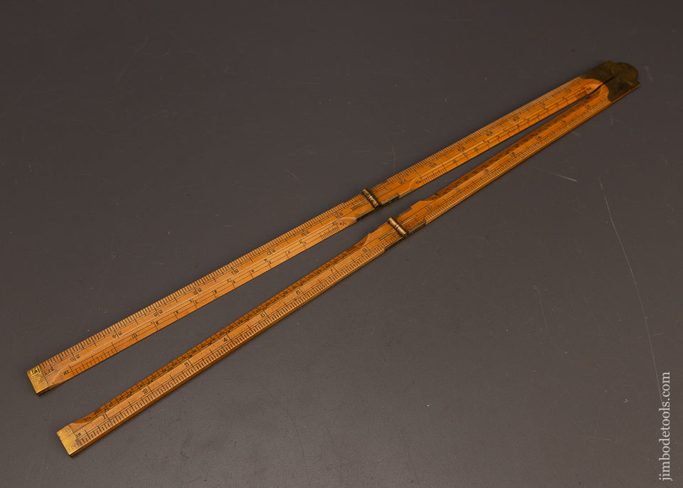 Triangular Boxwood RABONE No. 1119 Boxwood Architect’s Rule with Beveled Edges & Protract ...