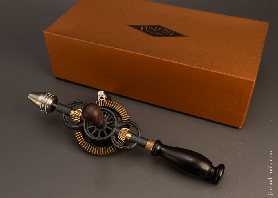 BRIDGE-CITY-TOOL-WORKS-CT-6-Rosewood-Handled-Hand-Drill-Near-Mint-in-Box-117616