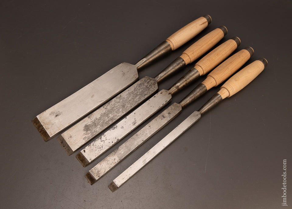 Minty-Set-of-5-Heavy-Framing-Chisels-by-GREENLEE-117716