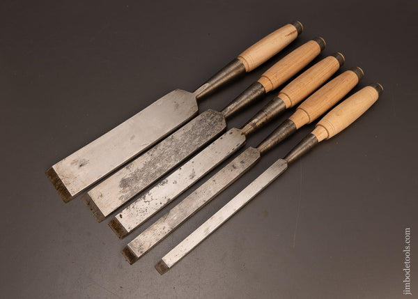 Minty-Set-of-5-Heavy-Framing-Chisels-by-GREENLEE-117716