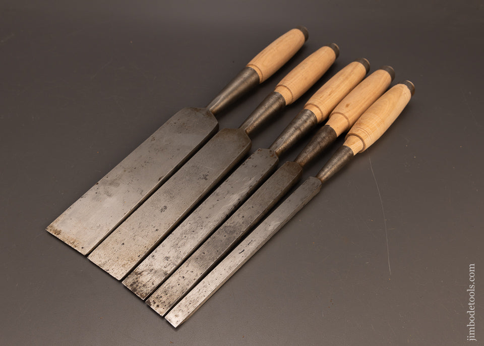 Minty-Set-of-5-Heavy-Framing-Chisels-by-GREENLEE-117716