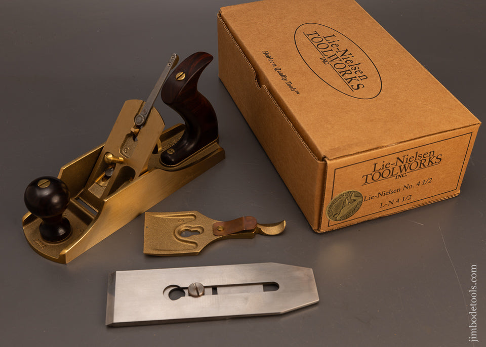 Very-Rare-Mint-in-Box-BRONZE-LIE-NIELSEN-No.-4-1/2-Jumbo-Smooth-Plane-with-Cocobolo-Handles-117771