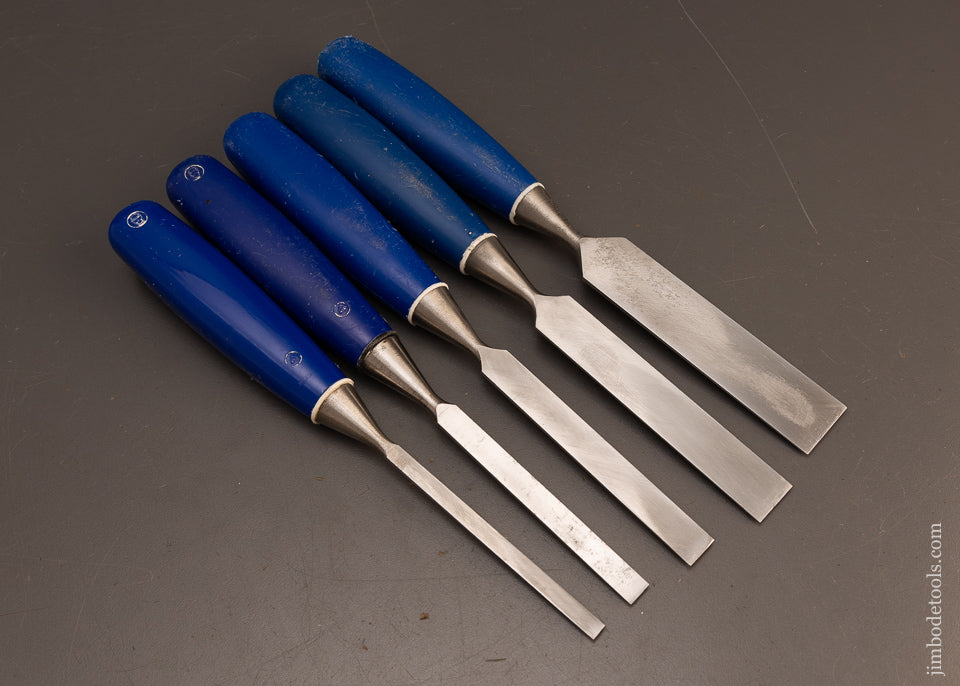 Minty-Set-of-5-MARPLES-BLUE-CHIP-Bench-Chisels-117778