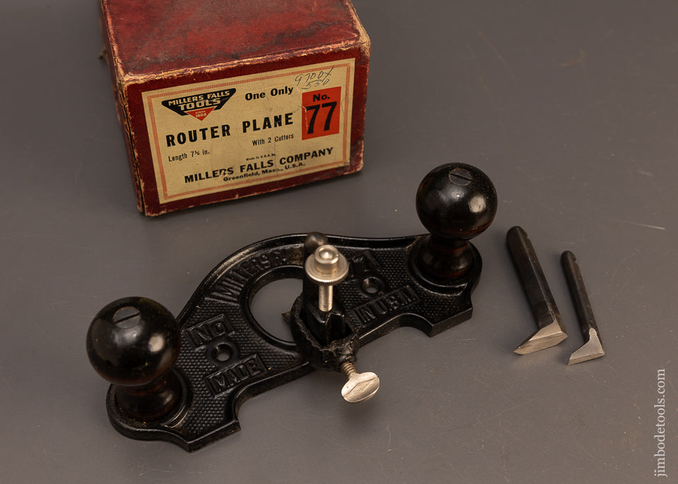 Jim Router MILLERS FALLS No. 77 Router Plane Mint in Box - 117929 – Jim Bode Tools