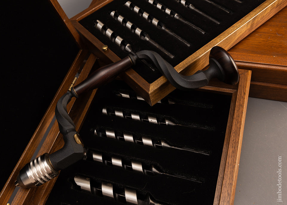 Beautiful-BRIDGE-CITY-TOOL-WORKS-MILLENNIUM-BRACE-&-17-Bits-MINT!-In-Their-Original-Walnut-Presentation-Boxes-118043