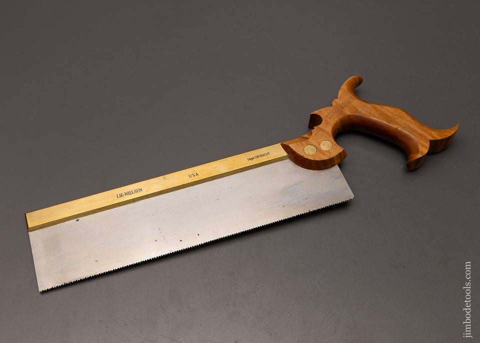 Discontinued-Tiger-Maple-Handled-LIE-NIELSEN-Brass-Back-Carcass-Saw-118065
