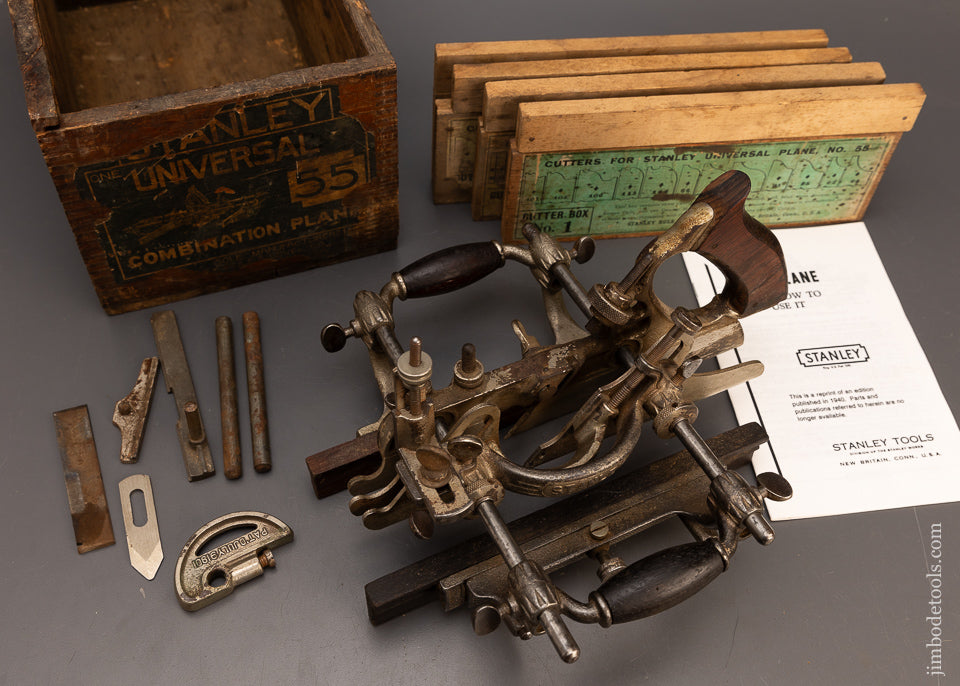 Awesome-100%-Complete-STANLEY-No.-55-Combination-Plane-in-Original-Box-118074