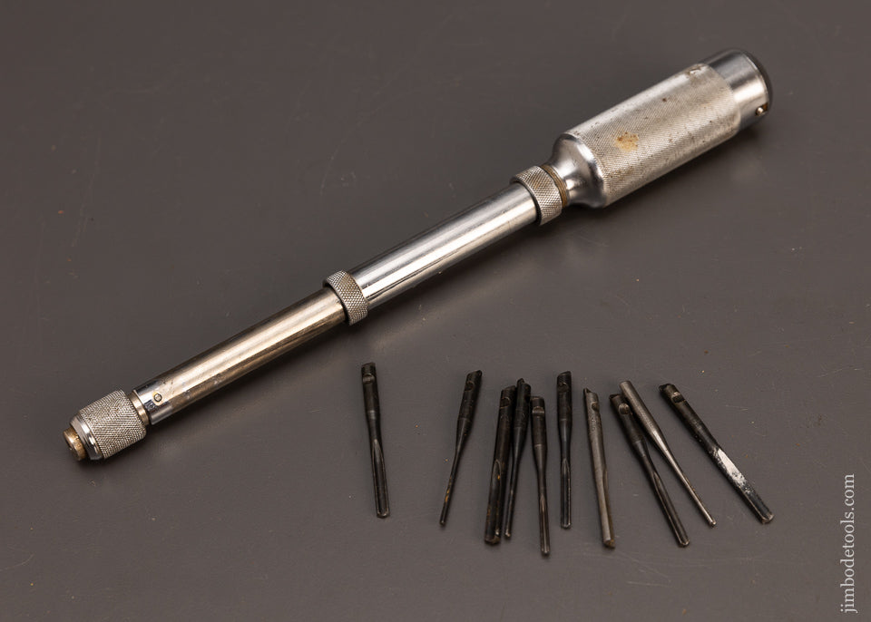 Extra-Fine-STANLEY-YANKEE-No.-41-Push-Drill-with-10-Bits-in-Handle-118085