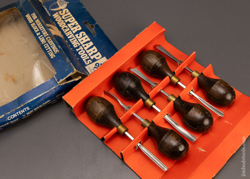 Set-of-6-HENRY-TAYLOR-Wood-Carving-Tools-Mint-in-Box-118095
