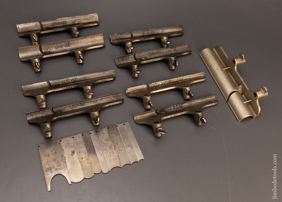 Complete-18-Piece-Set-STANLEY-Hollow-&-Round-Bottoms-for-No.-45-Plow-Plane-118108