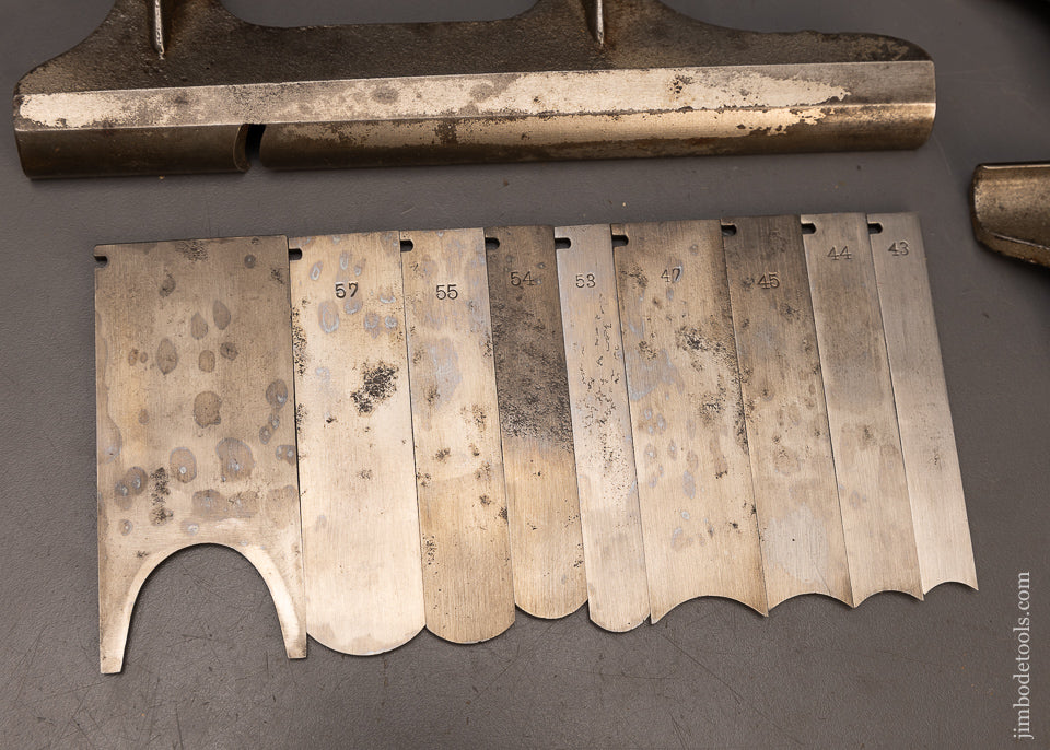 Complete-18-Piece-Set-STANLEY-Hollow-&-Round-Bottoms-for-No.-45-Plow-Plane-118108