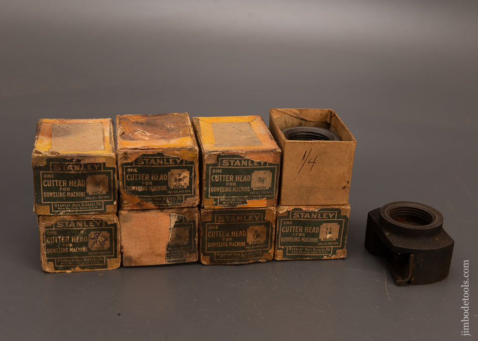 Rare-Complete-Graduated-Set-of-All-9-Cutter-Heads-for-STANLEY-No.-77-Dowel-Machine-118121