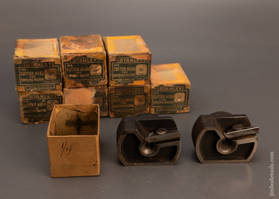 Rare-Complete-Graduated-Set-of-All-9-Cutter-Heads-for-STANLEY-No.-77-Dowel-Machine-118121