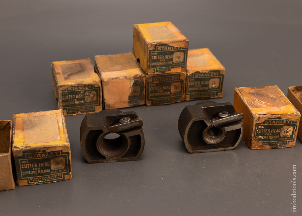 Rare-Complete-Graduated-Set-of-All-9-Cutter-Heads-for-STANLEY-No.-77-Dowel-Machine-118121
