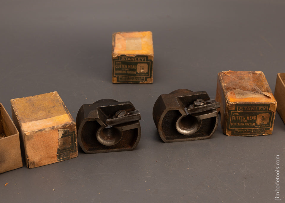 Rare-Complete-Graduated-Set-of-All-9-Cutter-Heads-for-STANLEY-No.-77-Dowel-Machine-118121
