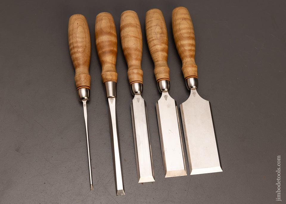 Near-Mint-BLUE-SPRUCE-TOOL-WORKS-Dovetail-Chisels-Set-of-5-(Five)-118227