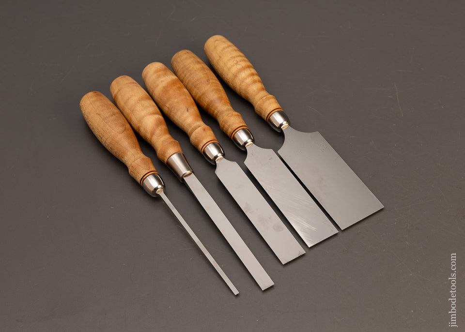 Near-Mint-BLUE-SPRUCE-TOOL-WORKS-Dovetail-Chisels-Set-of-5-(Five)-118227