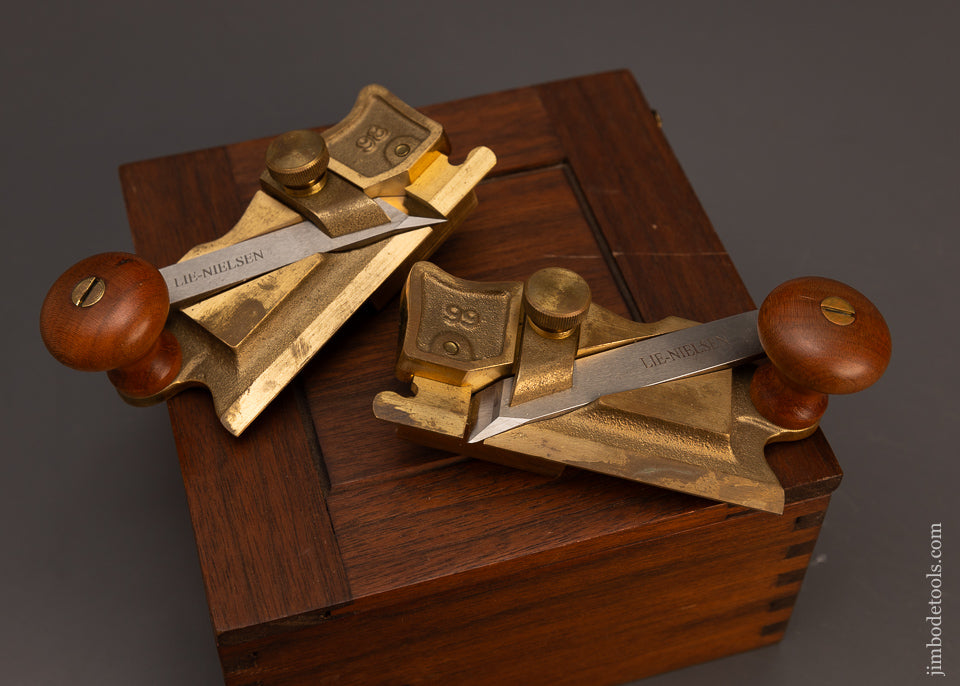 Near-Mint-in-Custom-Box-Discontinued-BRONZE-LIE-NIELSEN-No.-98-&-99-Side-Rabbet-Planes-118229