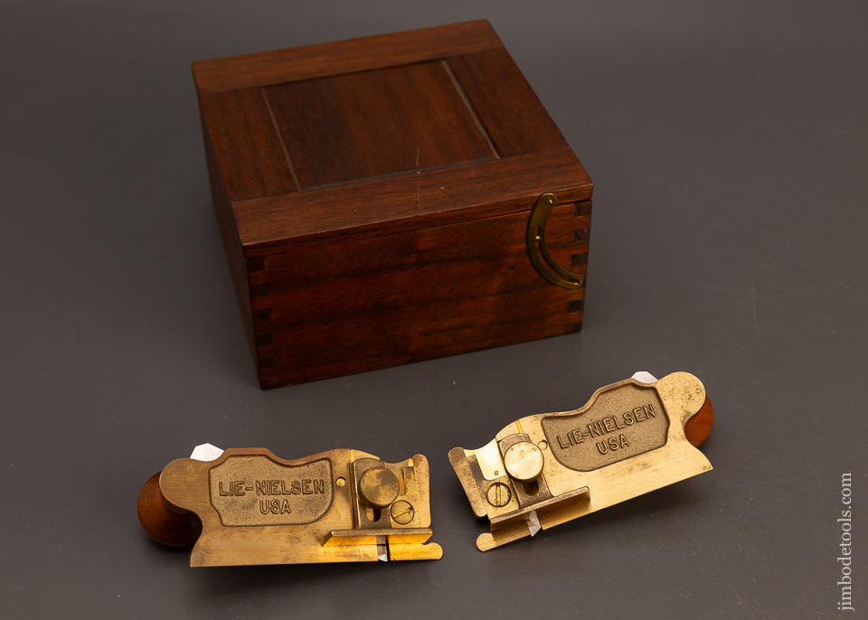 Near-Mint-in-Custom-Box-Discontinued-BRONZE-LIE-NIELSEN-No.-98-&-99-Side-Rabbet-Planes-118229