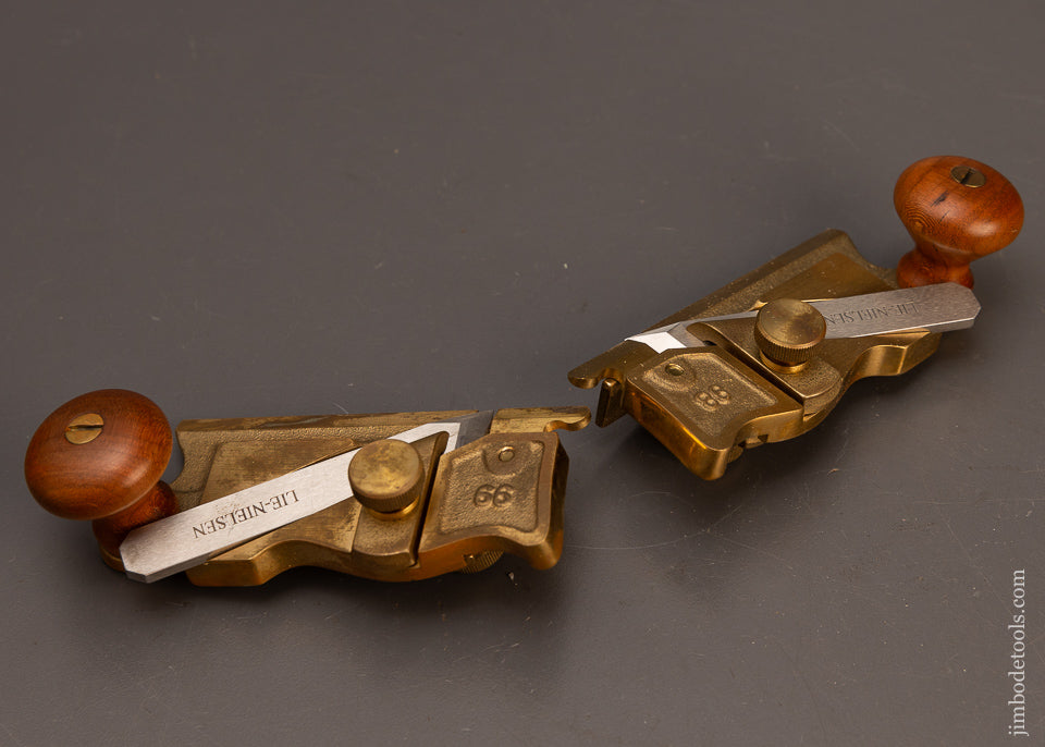 Near-Mint-in-Custom-Box-Discontinued-BRONZE-LIE-NIELSEN-No.-98-&-99-Side-Rabbet-Planes-118229