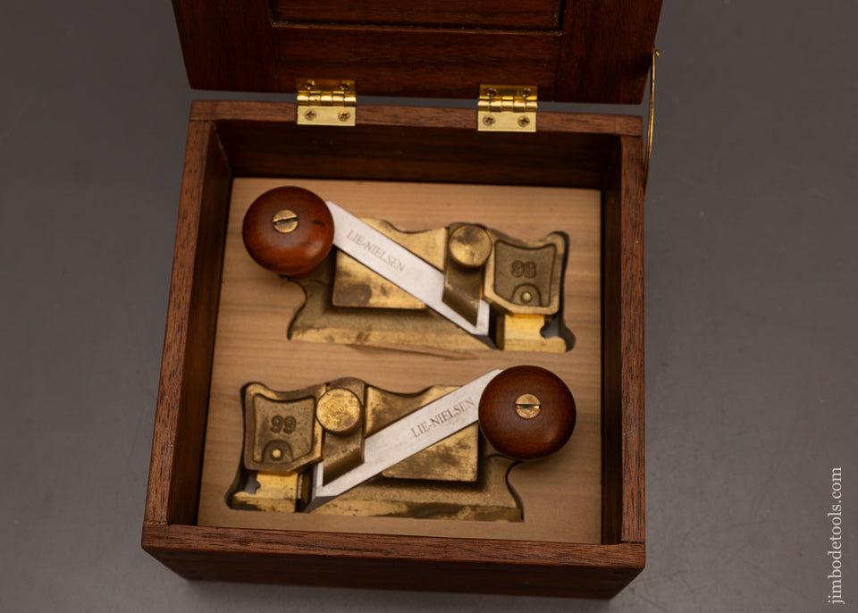 Near-Mint-in-Custom-Box-Discontinued-BRONZE-LIE-NIELSEN-No.-98-&-99-Side-Rabbet-Planes-118229