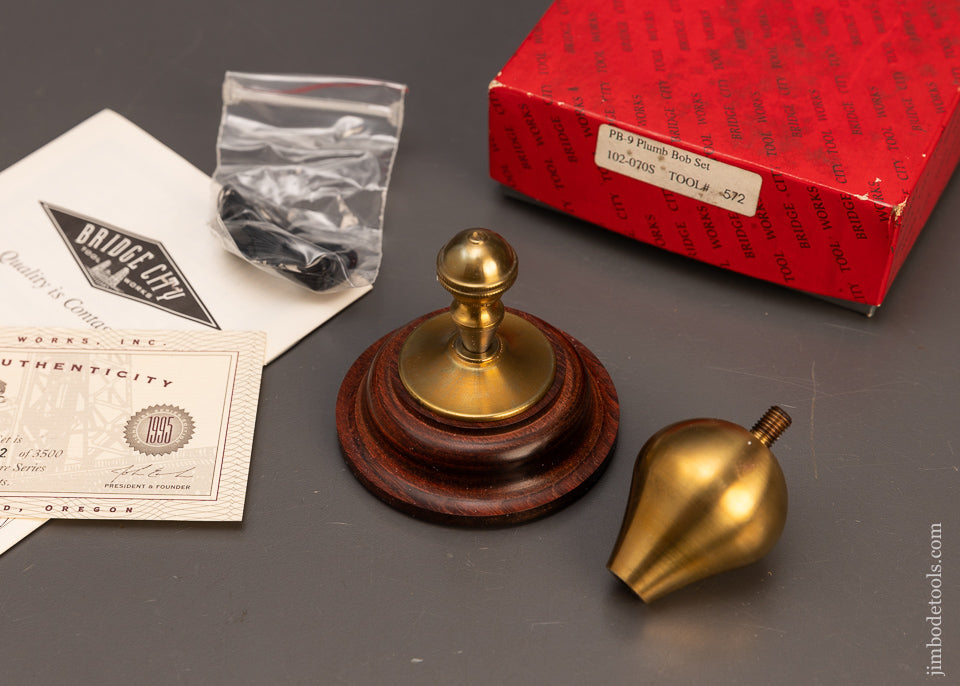 BRIDGE-CITY-TOOL-WORKS-PB-9-Plumb-Bob-Set-with-Small-&-Large-Bobs-Near-Mint-in-Box-118245