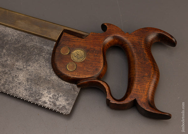 Excellent-J.-FLINT-ROCHESTER-(NY)-16-Inch-Brass-Back-Saw-118277