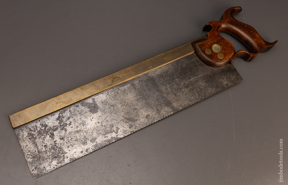 Excellent-J.-FLINT-ROCHESTER-(NY)-16-Inch-Brass-Back-Saw-118277