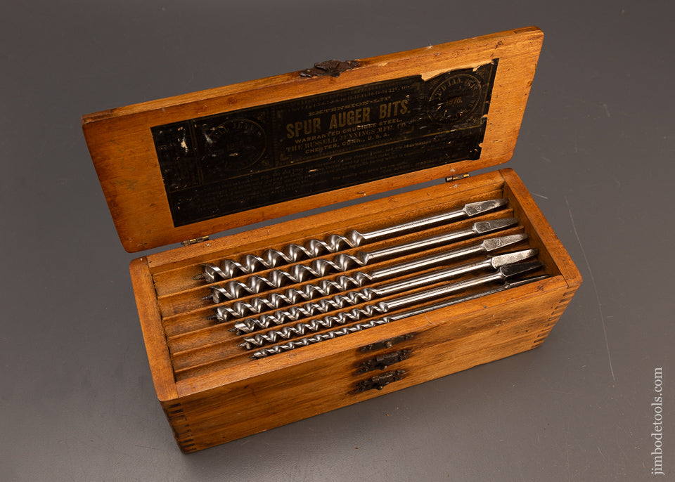 Fine-&-Complete-Set-of-RUSSELL-JENNINGS-Auger-Bits-in-3-Tiered-Box-118325