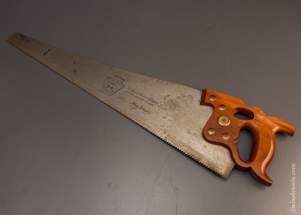 Extra-Fine-New-Old-Stock-DISSTON-D-8-Rip-Hand-Saw-118333