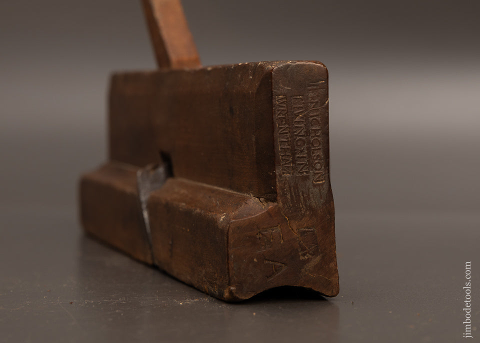 Fine-F*NICHOLSON-LIVING-In-WRENTHAM-10-Inch-Yellow-Birch-18th-Century -Moulding-Plane-118385