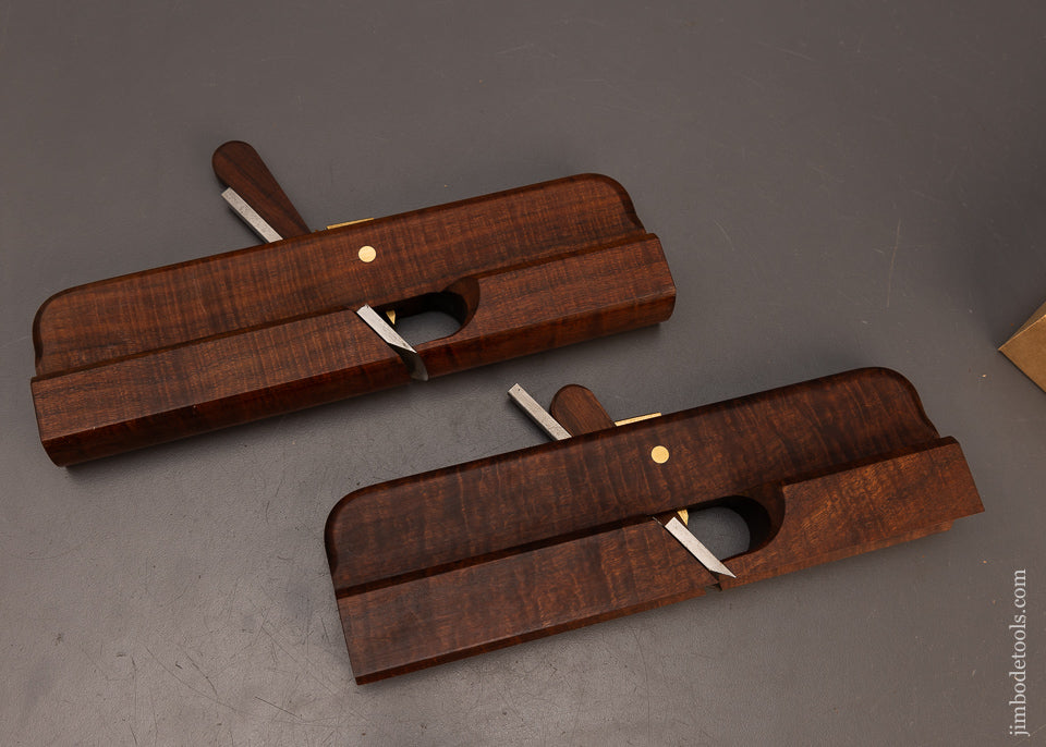 H.N.T.-GORDON-Pair-of-1-1/4-Inch-Hollow-&-Round-Moulding-Planes-Dead-Mint-in-Box-Ringed-Gidgee-118407